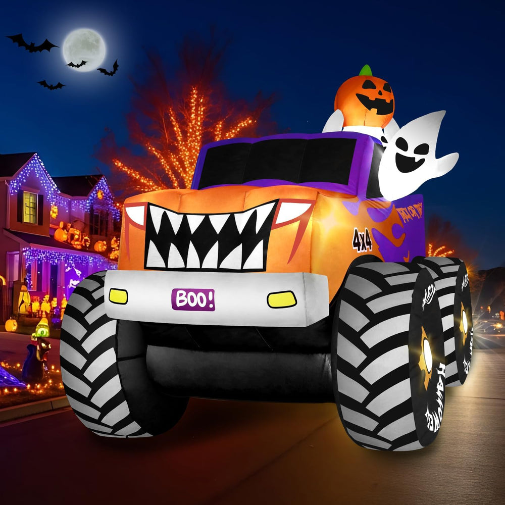 zukakii 8FT Long Halloween Inflatables Decoration Outdoor Monster Truck Car w...