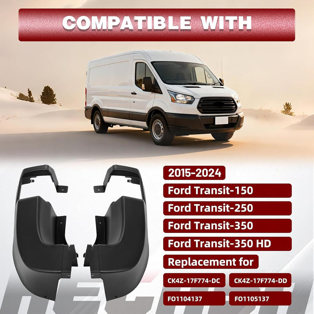 HECASA Rear Bumper Side End Cap Cover Compatible with 2015-2024 Ford Transit 150 250 350 350HD Replacement for CK4Z-17F774-DC CK4Z-17F774-DD FO1104137 FO1105137 Right & Left Side