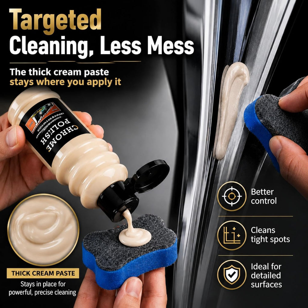 Metal Polish Paste with Brush, Chrome Cleaner and Rust Remover, 5.1 Fl Oz | Helps Remove Rust, Oxidation, Tarnish, Light Scratches, and Grime from Car Wheels, Rims, Golf Clubs, and Home Metal Surfaces