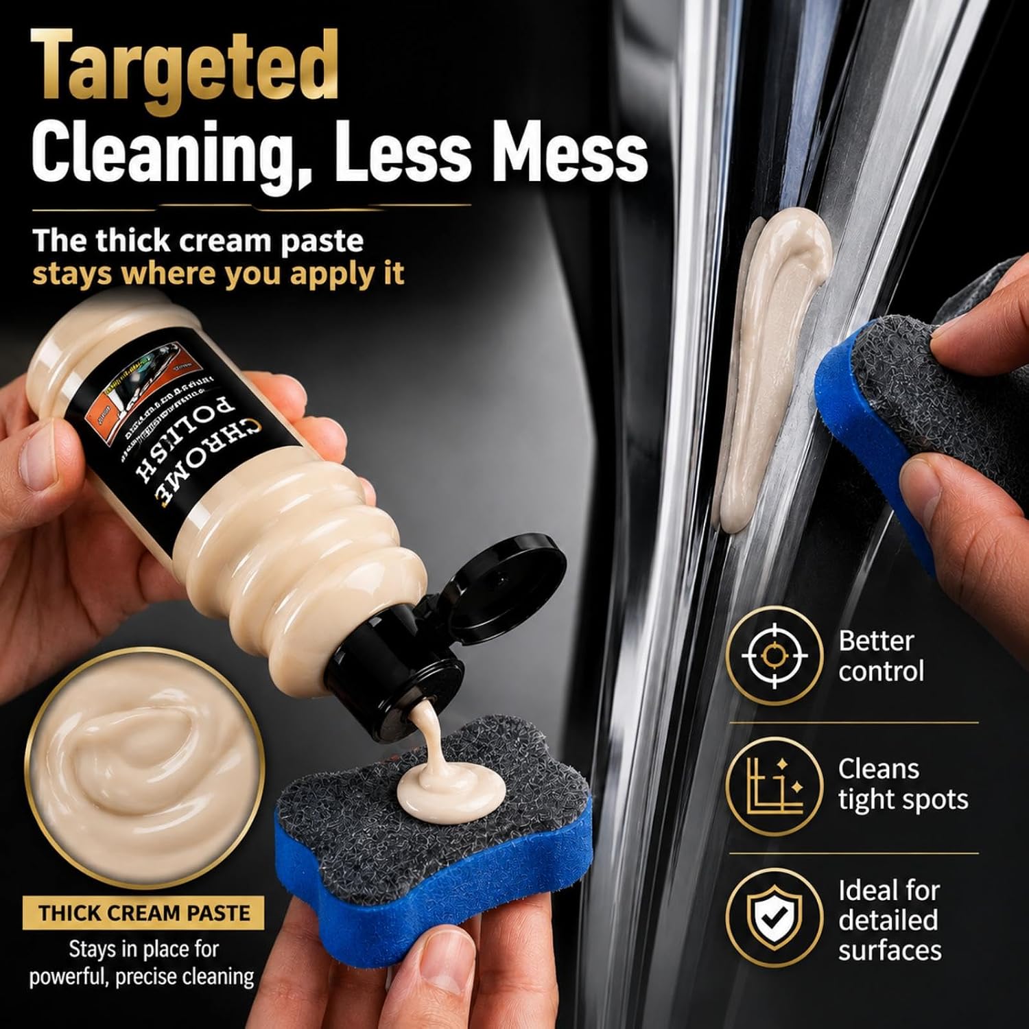 Metal Polish Paste with Brush, Chrome Cleaner and Rust Remover, 5.1 Fl Oz | Helps Remove Rust, Oxidation, Tarnish, Light Scratches, and Grime from Car Wheels, Rims, Golf Clubs, and Home Metal Surfaces