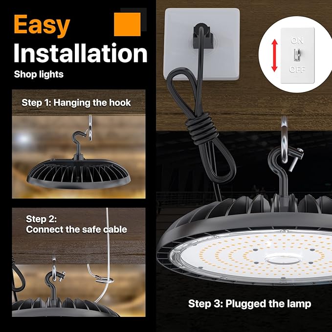 Led High Bay Light 150W, 5000K Bright High Bay Led Lights 22500LM, Durable UFO - Image 5