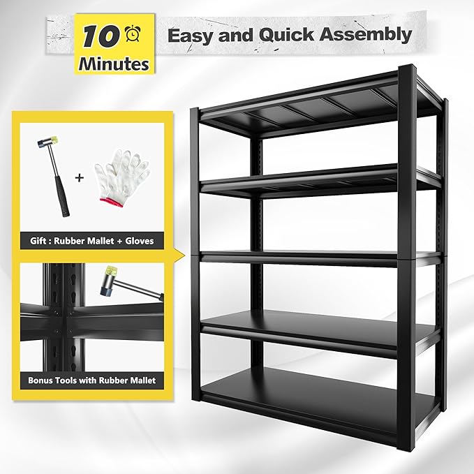 REIBII 2500LBS Garage Shelving 72" H Storage Shelves 39.8" W Metal Shelving - Image 8