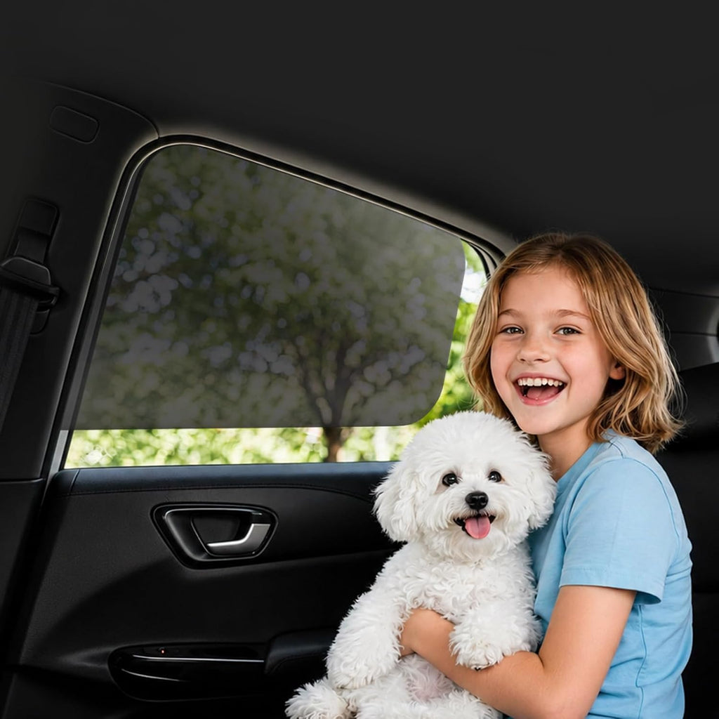 Static Cling Car Window Shades 4 PCS, Roll Windows Down, for Most Cars | Car Window Covers for Front & Rear Side Window | No Glue No Residue | 99% UV Block | Sun Blocker for Driver, Baby, Kids