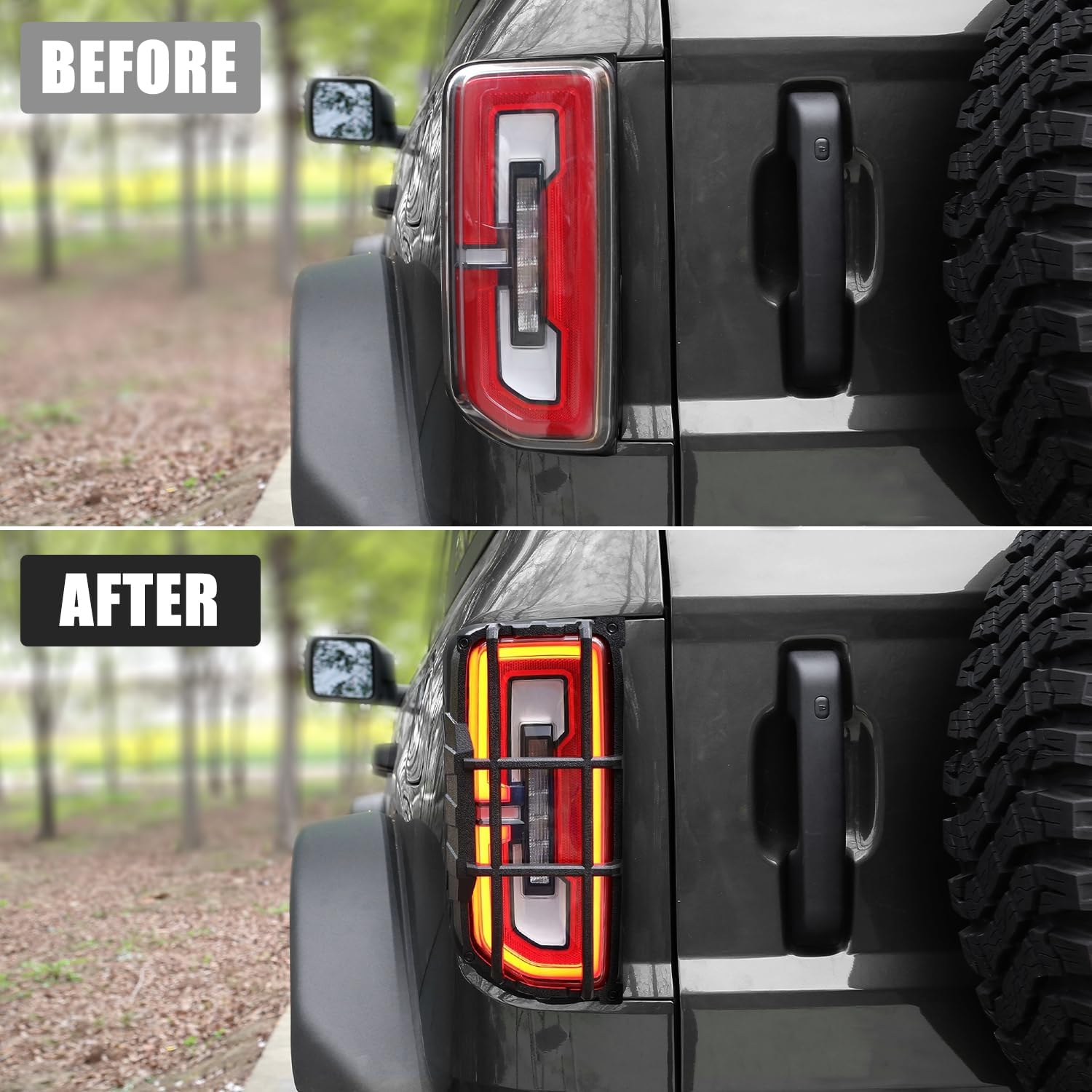 Tail Light Cover Compatible with 2021-2026 Ford Bronco Badlands, Outer Banks, Wildtrak, Heritage Limited Edition, Everglades 2/4 Doors(Only LED Light), Rear Lamp Guard Protector Exterior Accessories
