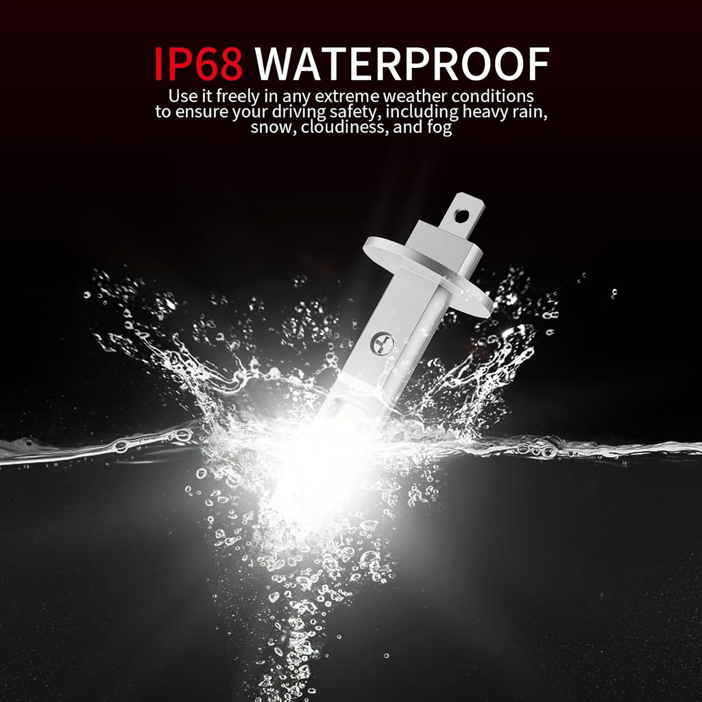 𝖧𝟣 Bulbs, 34000LM 1:1 Size, Backup Plug and Play 6500K Cool White, IP68 Waterproof, Pack of 2, Interior Off Road Lights
