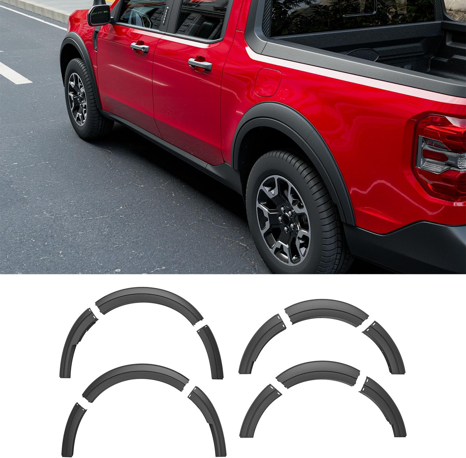 xipoqix Three-section Fender Flares Compatible with 2022-2025 Ford Maverick 12PCS Wheel Brow PP Wheel Trim Strips Replacement for 2022-2025 Ford Maverick Accessories