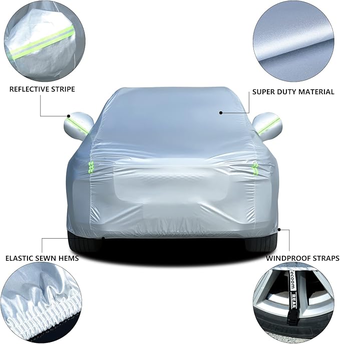 Tecoom Light Shell Waterproof UV-Proof Windproof Car Cover Classic Zipper Design - Image 7