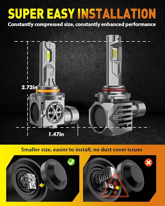 9005/HB3 LED Bulbs, 000LM 10X Super Brighter, 1:1 Halogen Size, 6500K Cool White - Image 4