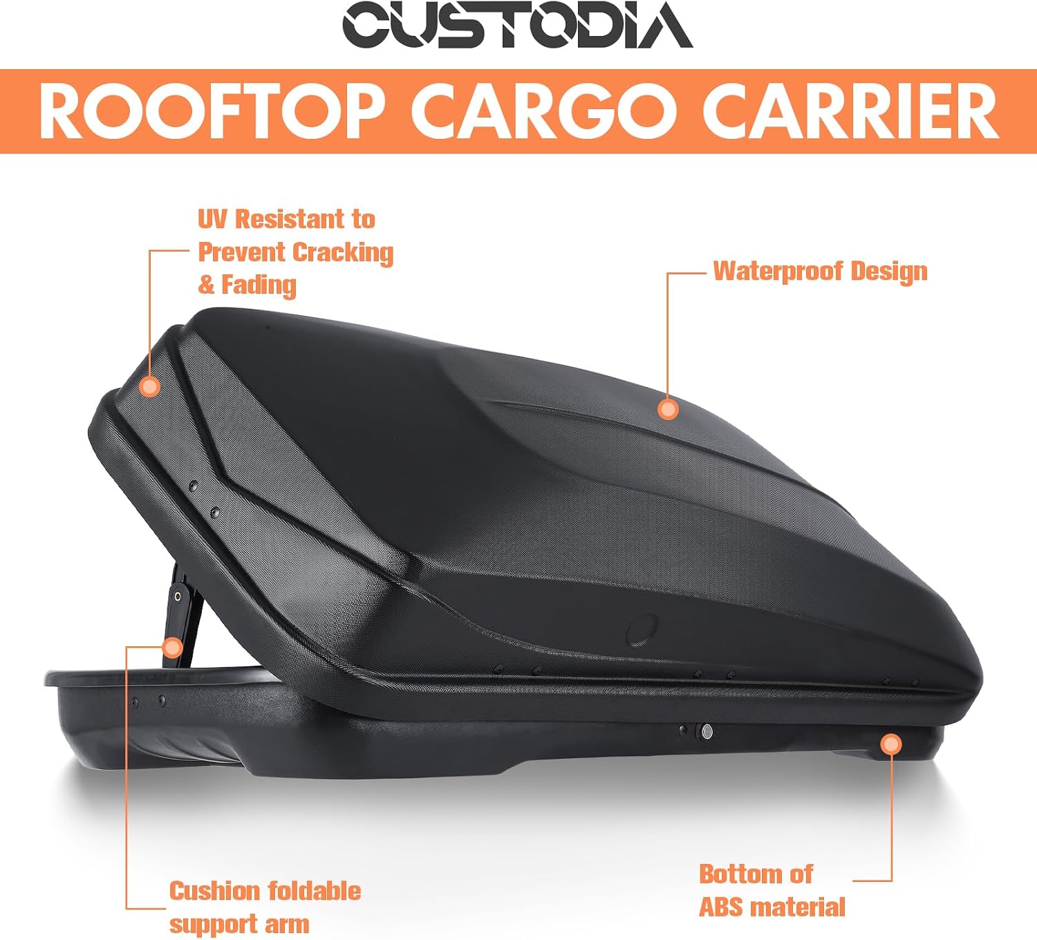 Rooftop Cargo Box, 13 Cubic Ft, for Family Travel and Road Trips, Black | 3D Diamond Embossing Weather-Resistant Hard-Shell Roof Box with Security Locks 130 LBS Capacity 56" L x 30" W x 13.7" H