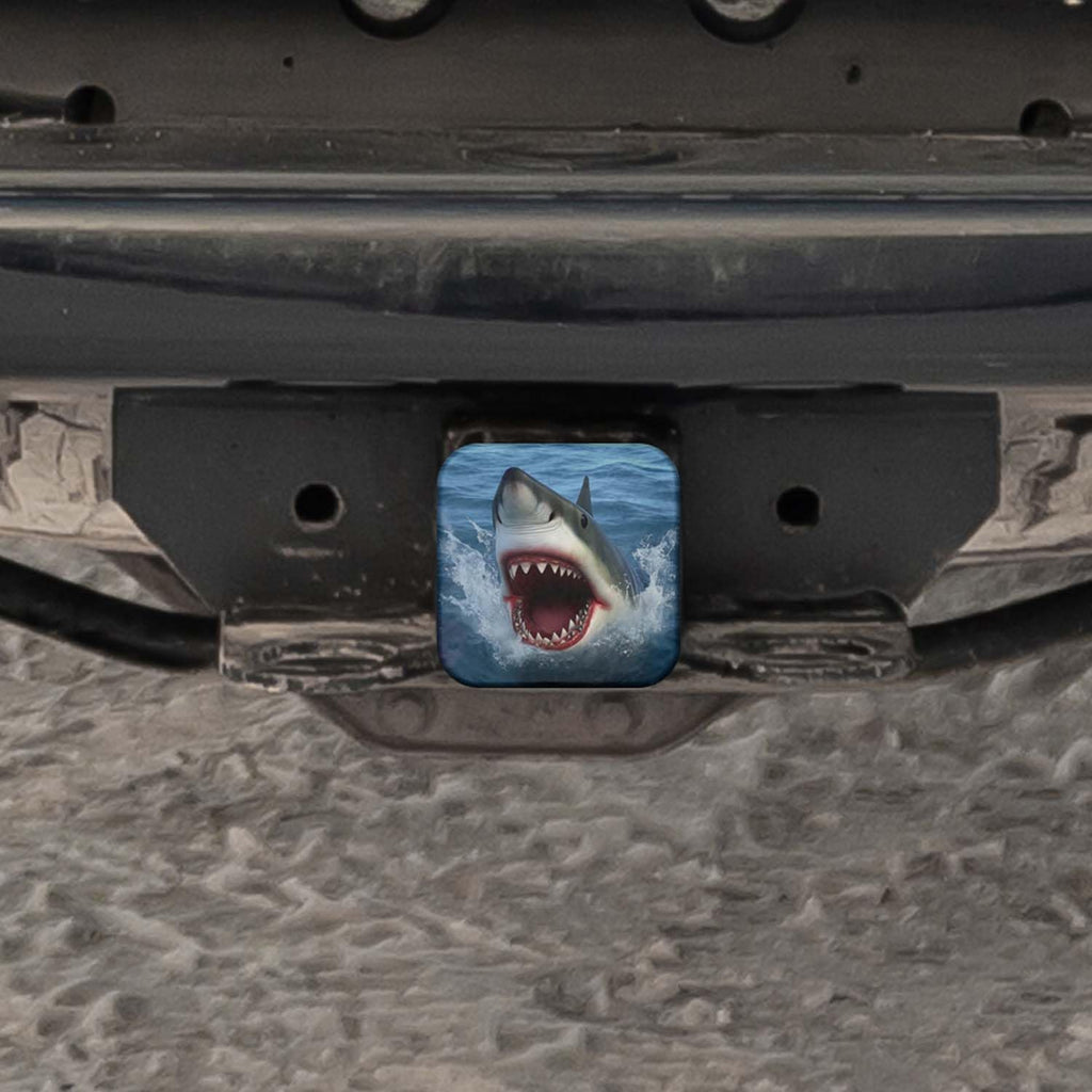 Swono Shark Trailer Hitch Tube Cover Plug Cap, Ocean Sea Huge Shake Jumping Big Mouth Rubber Car Receiver Tube Hitch Plug, Heavy Truck Trailer Hitch Covers for Men Women, 2 Inches