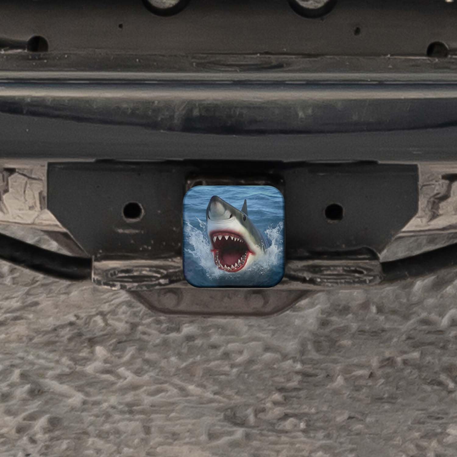 Swono Shark Trailer Hitch Tube Cover Plug Cap, Ocean Sea Huge Shake Jumping Big Mouth Rubber Car Receiver Tube Hitch Plug, Heavy Truck Trailer Hitch Covers for Men Women, 2 Inches