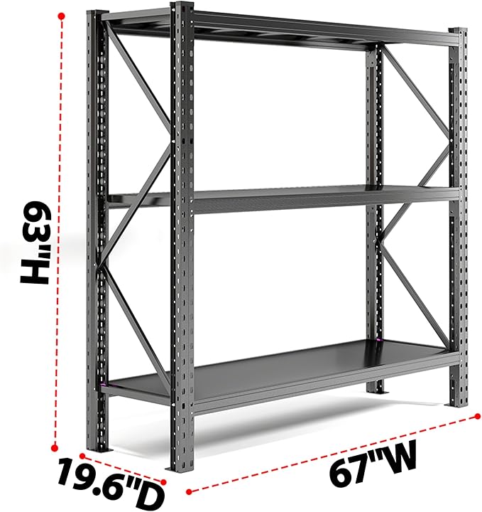 4200LBS Metal Garage Shelving, Strong Load Bearing Heavy Duty Shelves, - Image 3