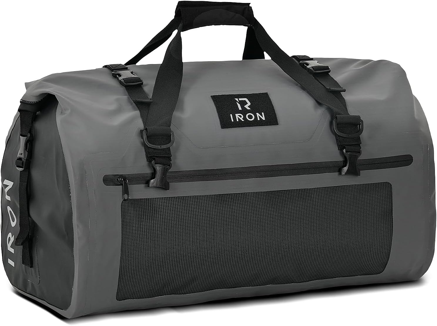 BORLENI Waterproof Motorcycle Dry Duffel Bag Luggage Tail Bag with Large Storage Space,Roll Top Closure, Shoulder Straps, Inner Pocket and Mesh Pocket for Motorcycling Travel Camping (Grey,30L)