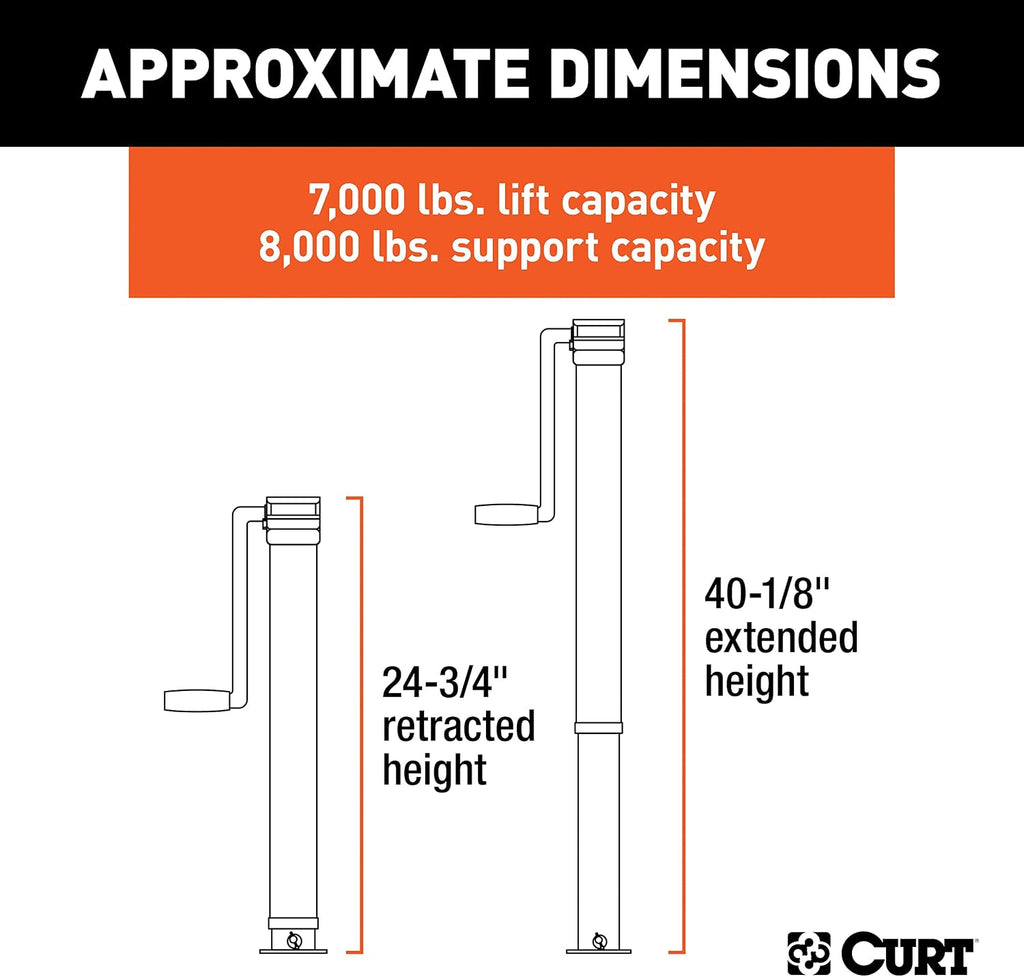 Curt 28575 Side Wind Heavy Duty Drop Leg Jack