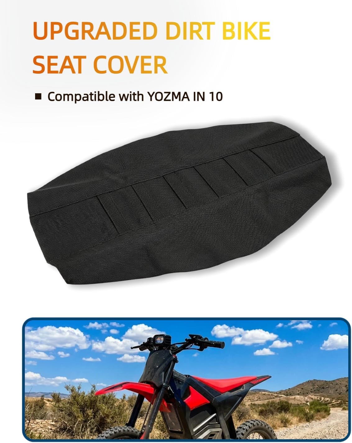 Ebike Seat Cover for Yozma in 10 Electric Dirt Bike, Anti-Slip and Waterproof, Thickened Seat Cover for Yozma in 10 Electric Motorcycle, Ebike Upgraded Replacement Part, Black