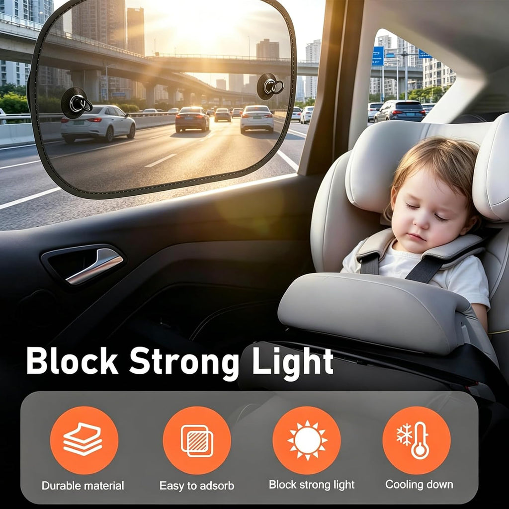 2 Pack Car Sun Shade, 20''x12'' Mesh Window Shade with Suction Cups for Side Windows, Car Window Privacy Shade, Breathable Sun Blocker for Baby Kids Pets for Most Cars SUVs