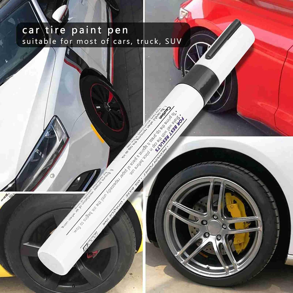 Tyenaza Tire Marker Pens, Waterproof Professional Car Pencil Tire Paint Pen Marker Lettering (White)