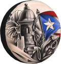 Puerto Rico Flag Frog Spare Tire Cover Universal Wheel Cover Waterproof Dust-Proof Tire Protector with Adjustable Buckle Strap for Trailer RV SUV All Vehicle 15 inch