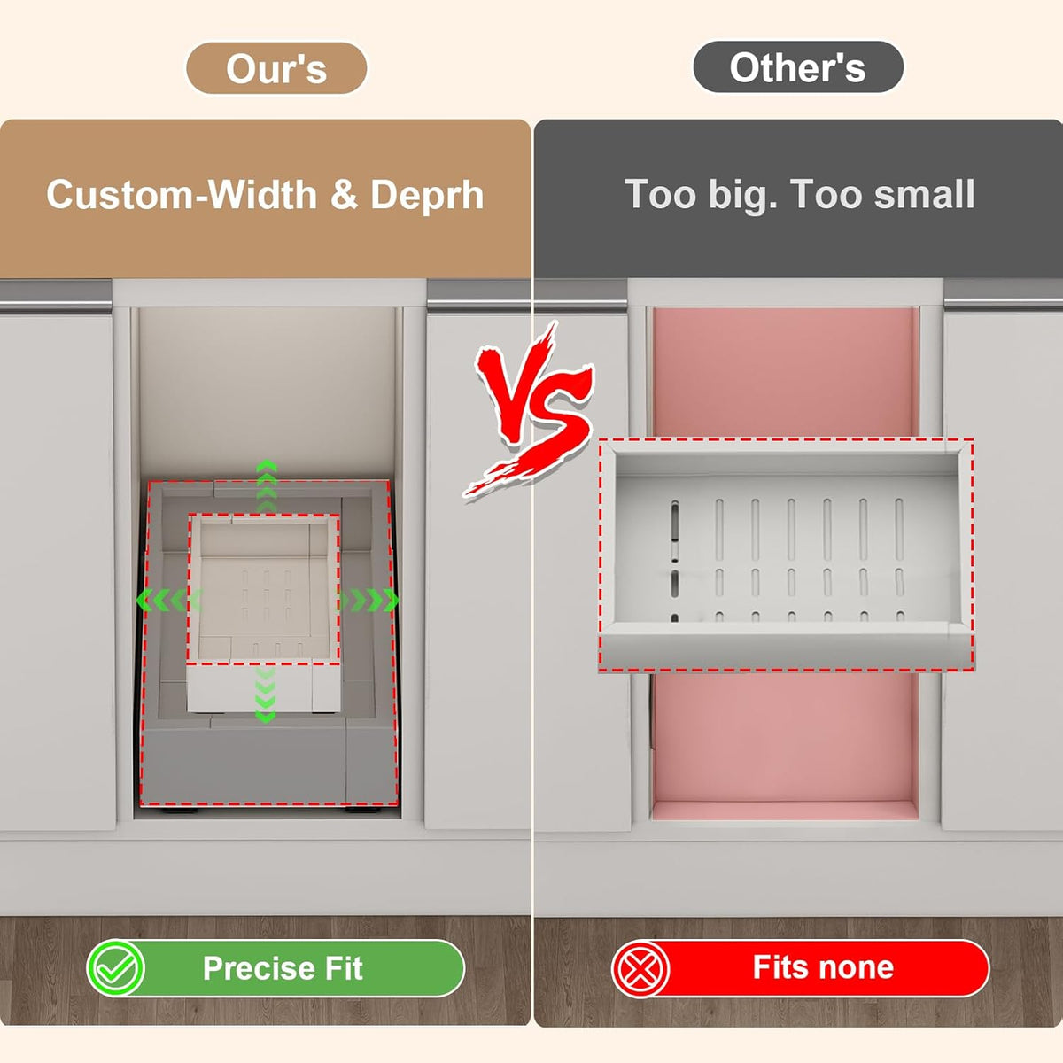 fokyfok pull out cabinet organizer,7"-11"w,17"-24"d,expandable,adhesive, close-up detail