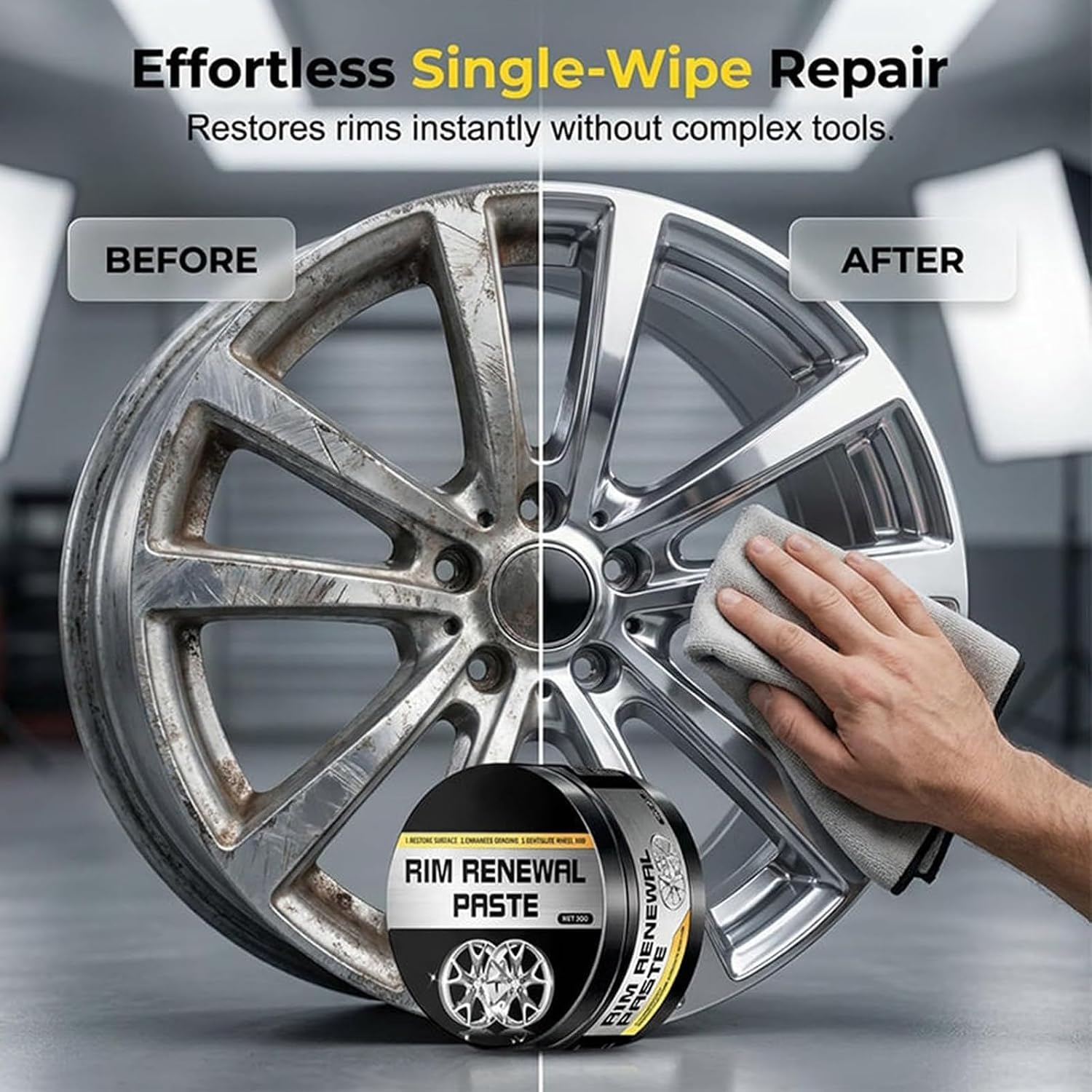 2026 New Wheel Care & Restoration Paste, Rim Renewal Paste, Rim Repair Kit Curb Rash, Car Wheel Scratch Repair Paste with Sponge, Multi-Purpose Wheel Restoration Polish Buffs (2PCS)