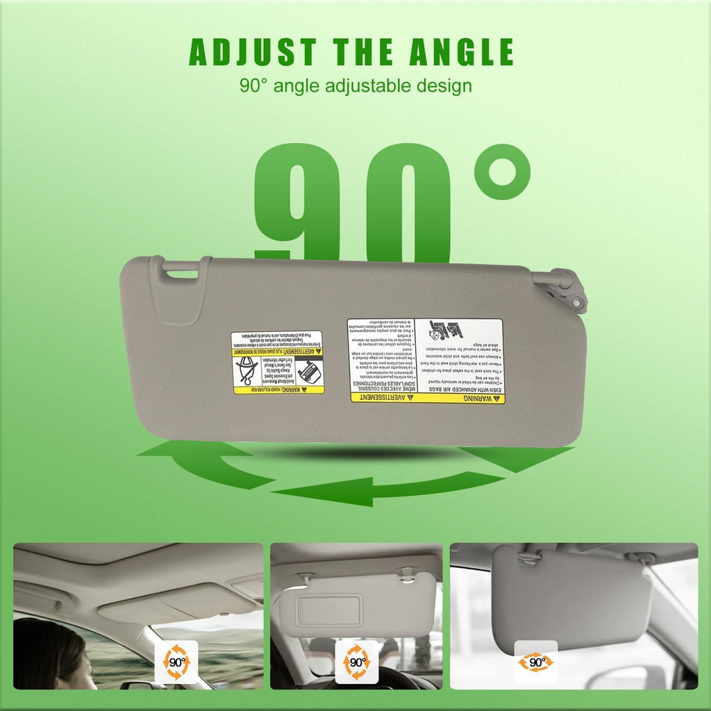 Sun Visor Fit for Nissan Titan 2004-2024 for QX56 Armada 2004-2014 Replace 96401-EZ10 with Vanity Light/with Makeup Mirror (Gray(Left Driver Side))