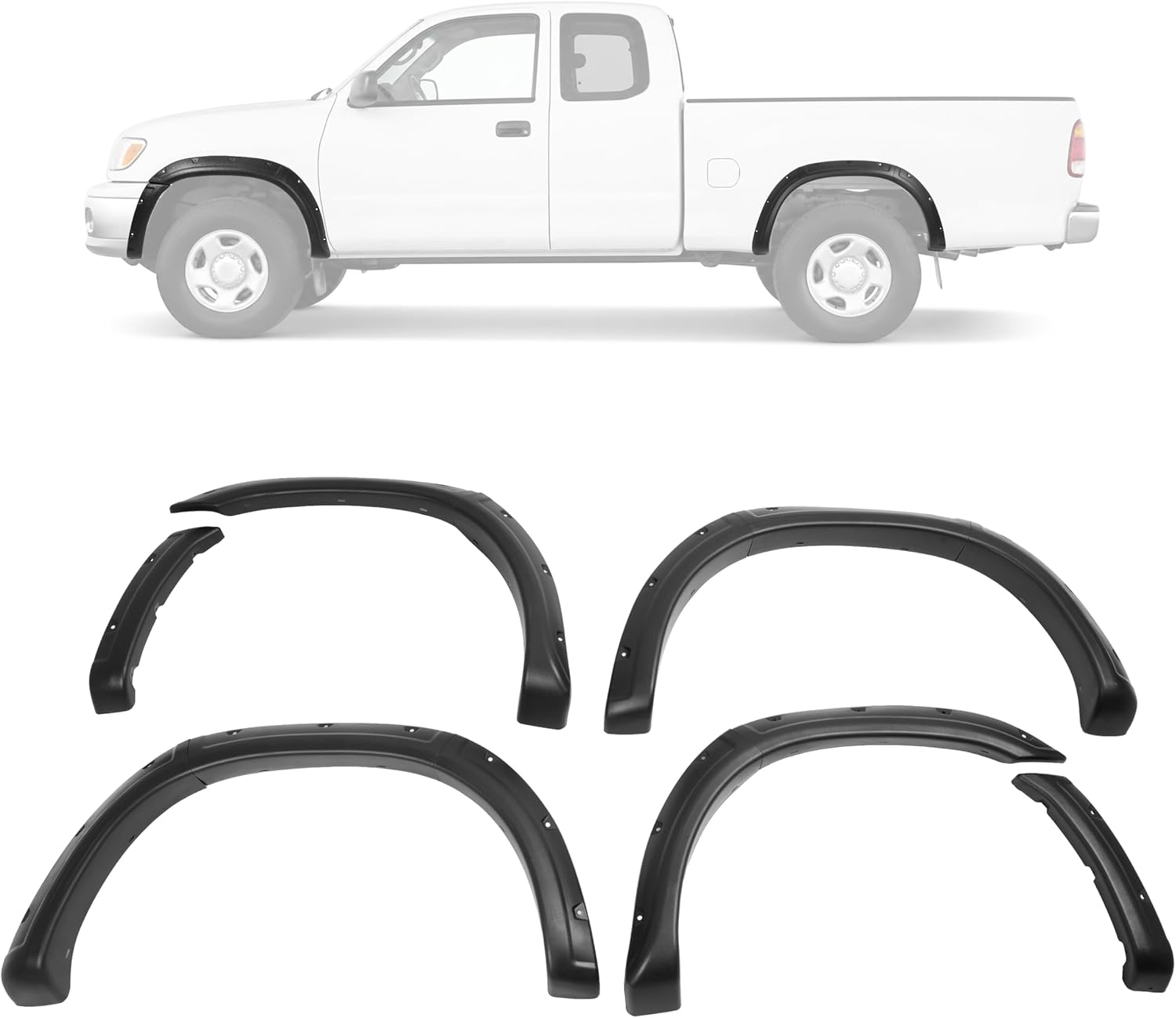 ALMULOO 4Pcs Fender Flares Compatible with 2000-2006 Toyota Tundra Wheel Arch Covers Plastic(PP) Textured Black
