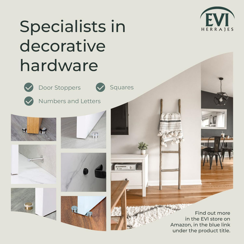 EVI Herrajes | Floor Mounted Doorstop | Adhesive or Screw Installation | W=1,...