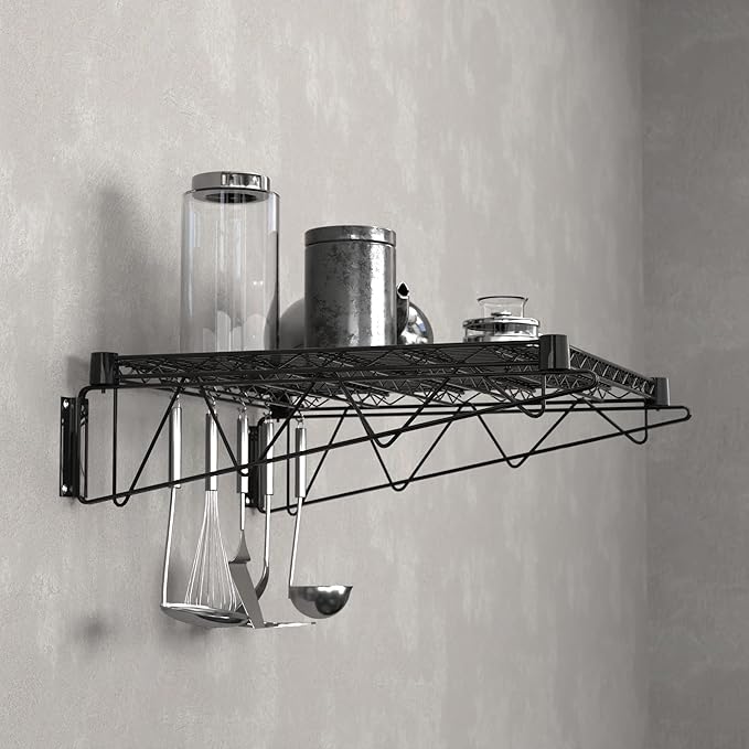 24" x 24" Black Epoxy Wire Wall Mount Shelf - Image 2