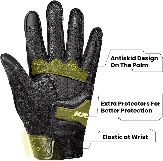 ILM Goatskin Leather Motorcycle Motorbike Powersports Racing Gloves Touchscreen - Image 4