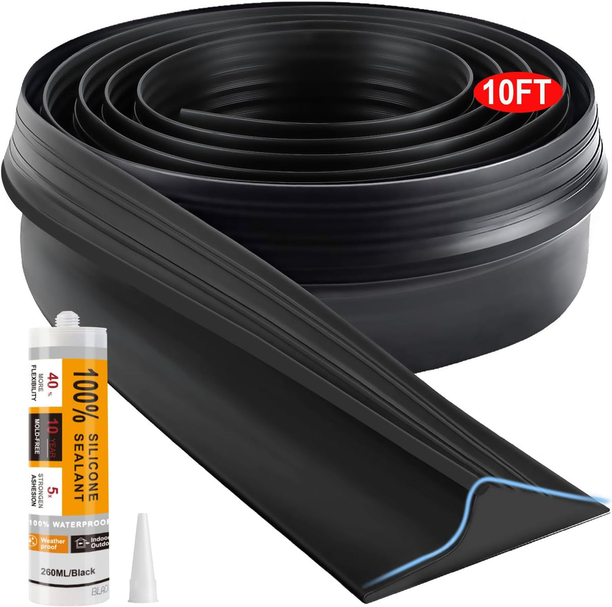 jin&bao black garage door threshold seal 10ft rubber, main product view