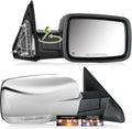 Chrome Power Folding Side Mirrors for Dodge Ram - Heated Tow Mirrors with Turn Signal & Puddle Light - Compatible with Ram 1500 (2009-2018), 2500/3500 (2010-2024), 1500 Classic (2019-2024)