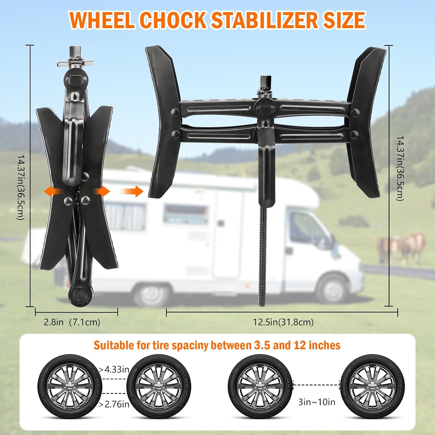 Lafati Camper Wheel Chock Stabilizer 2 Sets for RV Travel Trailer Heavy Duty X-Shaped RV Stabilizer Wheel Chock Anti-Move Tire Wheel Chock