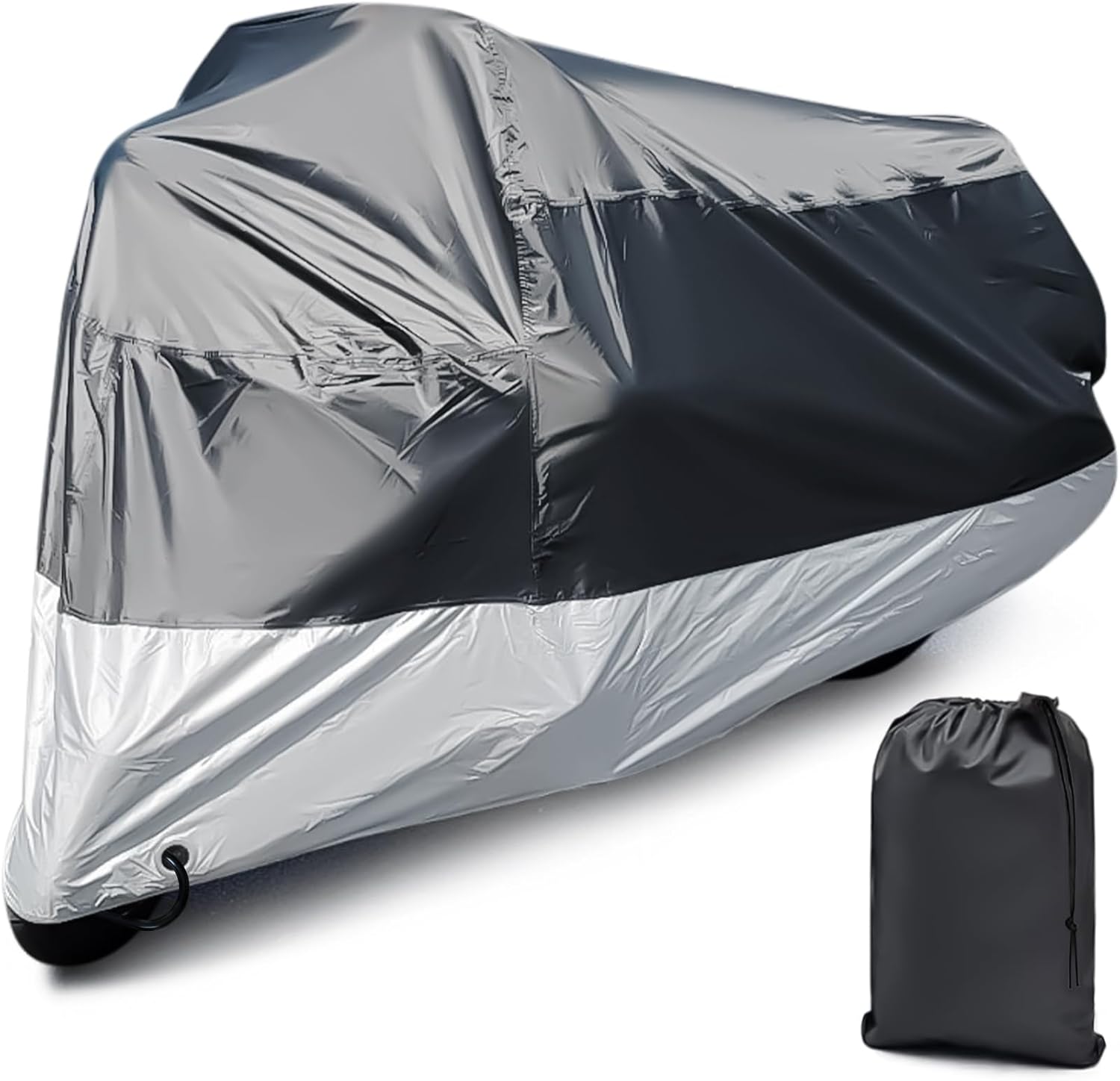 PSLER Waterproof Motorcycle Cover Outdoor for Motorbike Moped Dirt Bike | 96 x 49 x 41 Inch, with Lock-Holes, Polyester taffeta, protect from UV rays & rain, easy to store with storage bag