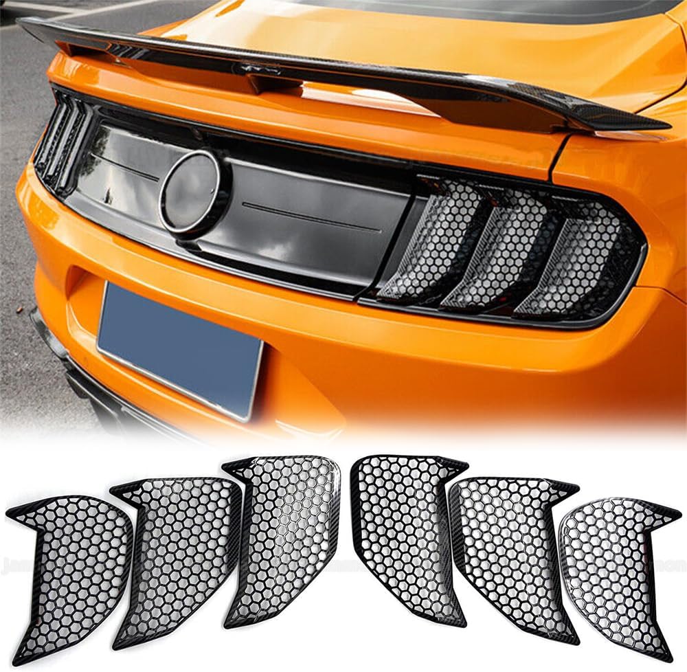 Tail Light Lamp Cover Compatible with Ford Mustang 2018-2023 Taillight Lens Shell Bezel Cover Trim (Carbon Fiber)