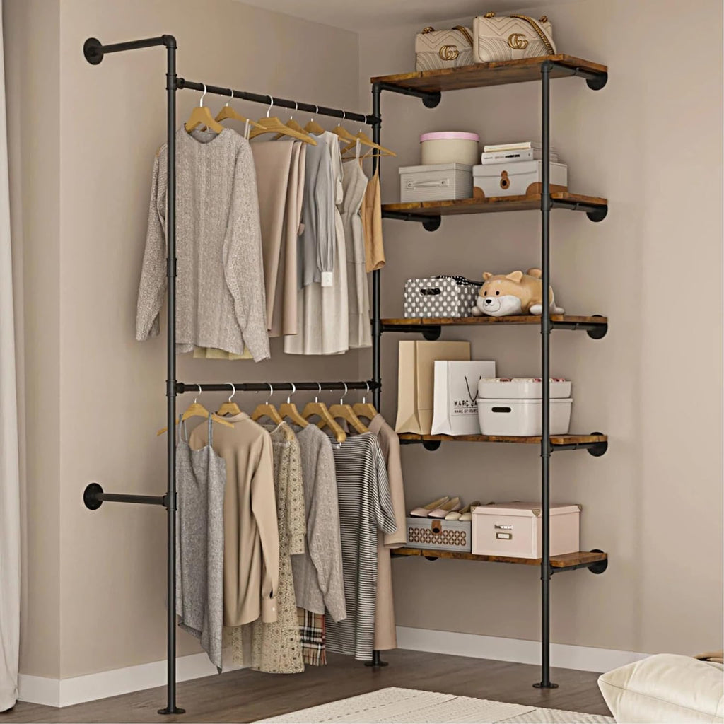 expandable industrial pipe clothes rack,corner garment rack, package contents