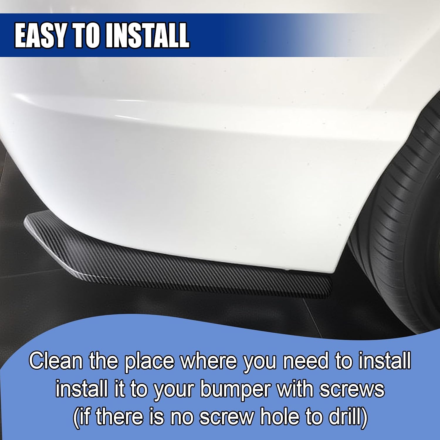 2PCS Car Rear Bumper Canard Diffuser Protector, Carbon Fiber Side Fenders Skirt Bumper Lip Splitter, Car Spoiler Body Guard Protector, Universal Auto Exterior Decoration Kit (Carbon Fiber)