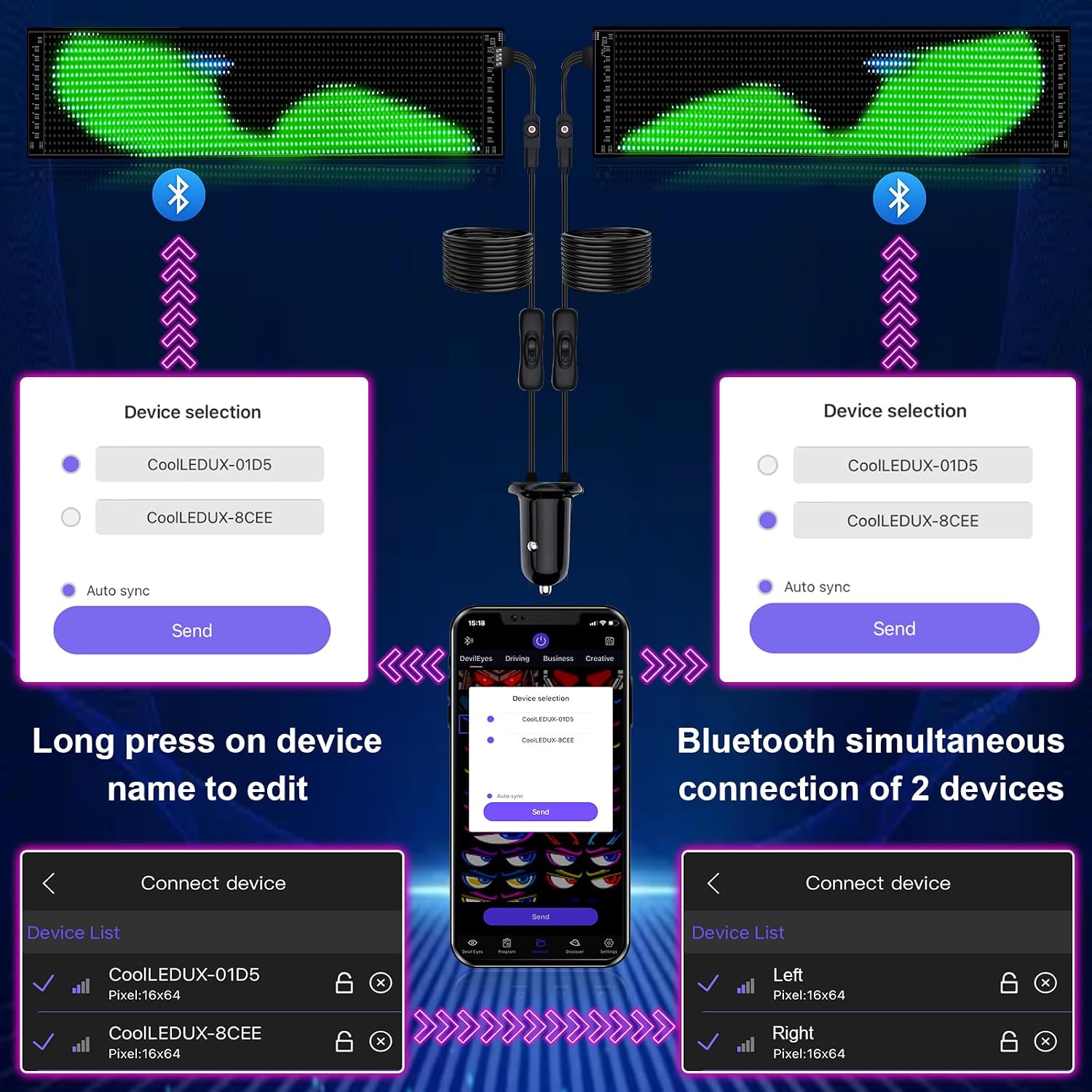 2Pcs LED Eyes for Truck Windshield | Programmable Devil Eyes Light for Cars | Bluetooth APP Control | Can Edit Text/Graffiti/Animations