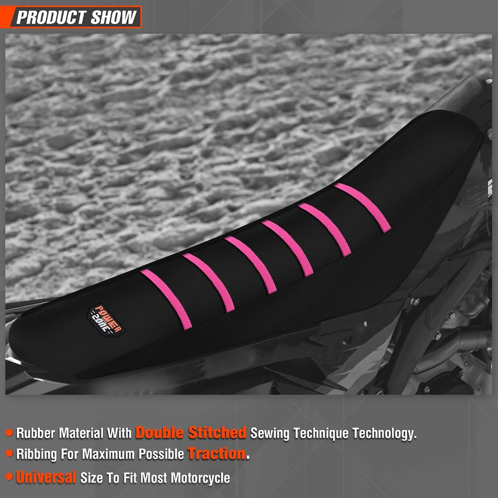 Universial Dirt Bike Seat Cover - Soft Ribbed Rubber Seat Covers for Motorcross Enduro (Pink)