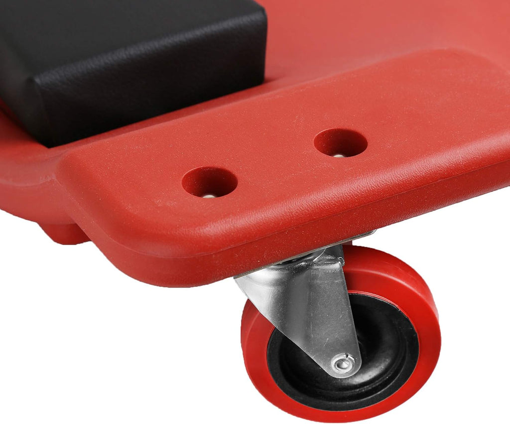 WINTOOLS Low Profile Red 40 Inch Creeper Garage Plastic Rolling Car Repair Mechanic Cart
