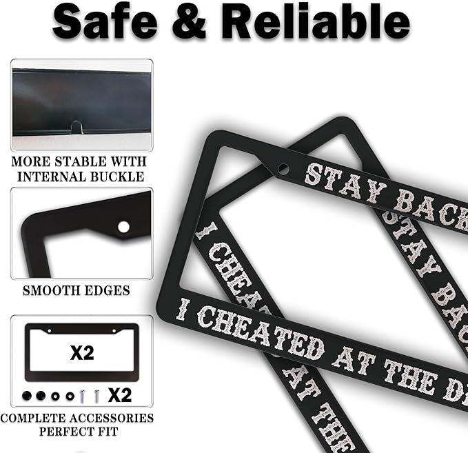 License Plate Frames Black and White License Plate Frame Holder Stay Back I - Image 4
