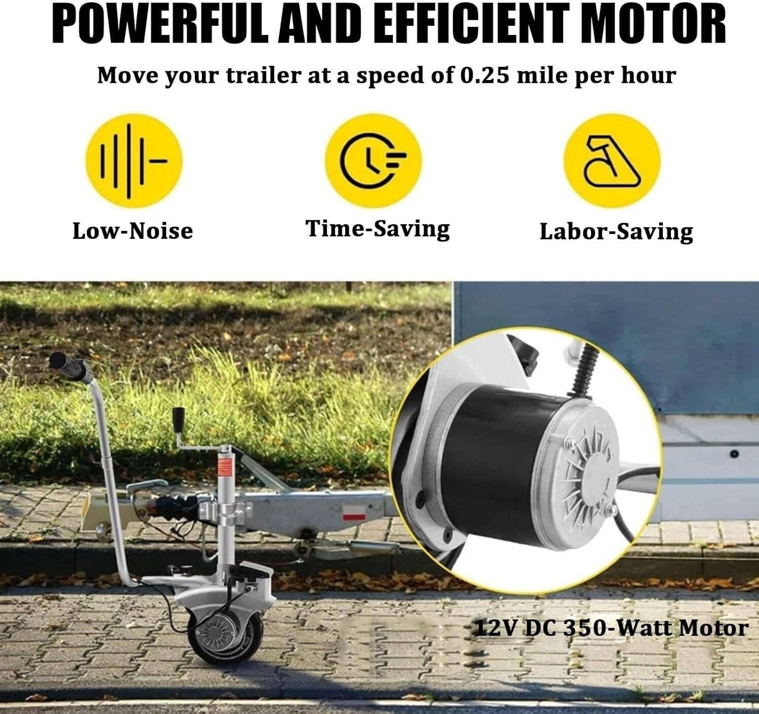Aluminium Motorised Jockey Wheel Trailer Mover, 12V Motorised Jockey Wheel Electric Mini Mover, with Max Load 5504.5 lbs (2270 kg)