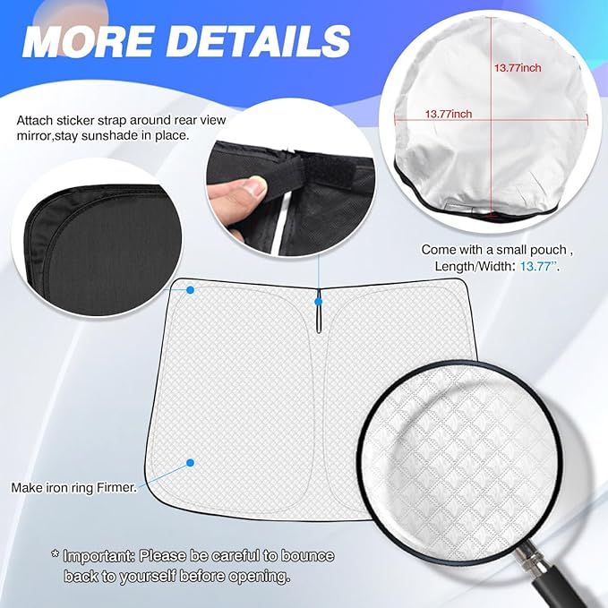 Windshield Sun Shade for 2022-2025 2026 Toyota Tundra Accessories Thicken - Image 5
