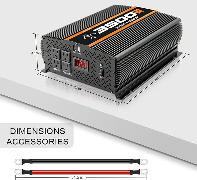 3500 Watt 12v Power Inverter for Vehicles car Truck RV Solar, dc 12v to 110v ac - Image 3