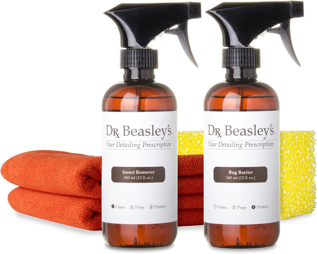 Dr. Beasley's Bug Barrier Prescription for Auto - Complete Bug Removal and Protection, Breaks Down and Removes Stubborn Stains, Includes Sponge and Towels