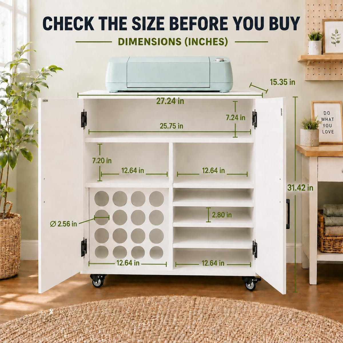 cutaswish craft storage cabinet for cutting machines, barn shown in use