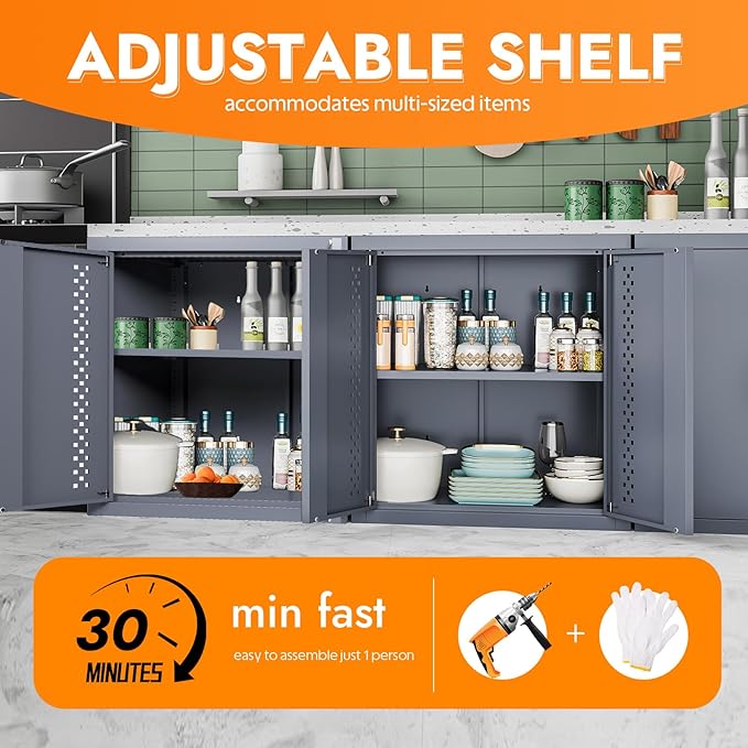 Metal Wall Storage Cabinet Steel Wall Mounted Garage Storage Cabinet - Image 3