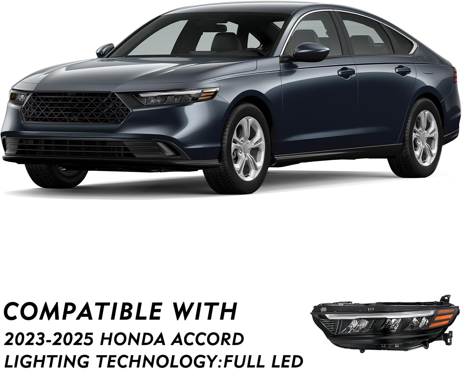 TUSDAR Headlight Assembly [Full LED Reflect] for 2023 2024 2025 Honda Accord OEM Headlamp Replacement w/DRL Tube Signal (Left Driver Side)