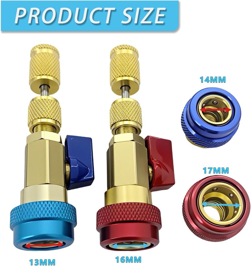r134a r1234yf ac valve core removal tool kit-universal showing dimensions