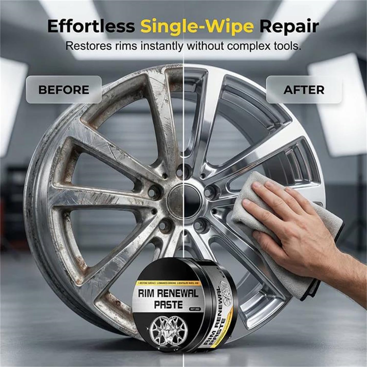 2026 New Wheel Care & Restoration Paste, Rim Renewal Paste, Multi-Purpose Wheel Restoration Polish Buffs, Curb Rash Repair Kit, for Car, Trucks & Motorcycles (1PCS)