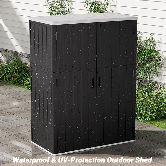 KINYING Outdoor Storage Cabinet Waterproof, 57 Cu.ft Resin Vertical Outdoor - Image 3
